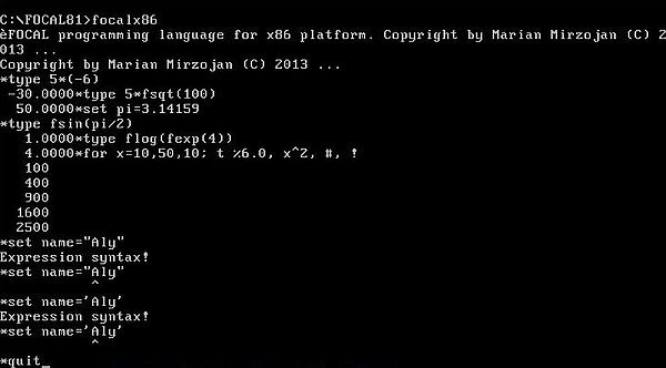 Focal-81 on MS-DOS 6.22: The interactive programming environment