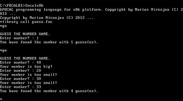 Focal-81 on MS-DOS 6.22: Loading and running a program