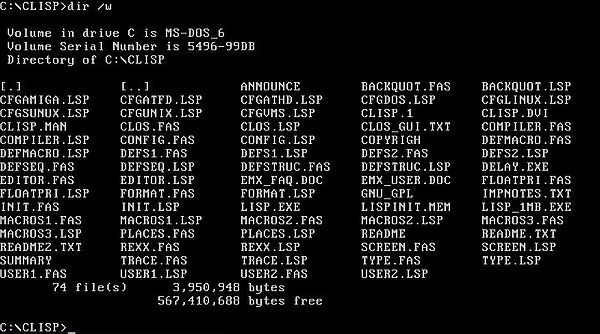 CLISP on MS-DOS 6.22: Installation files