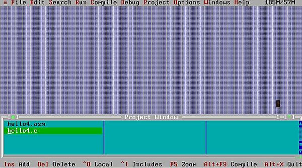 Using RHIDE with NASM 32-bit on FreeDOS: Adding the C and assembly sources to the RHIDE project