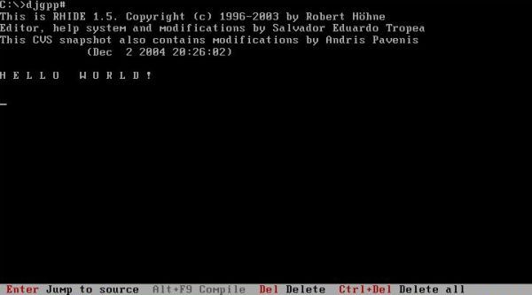DJGPP on FreeDOS: RHIDE - Checking the program output [2]