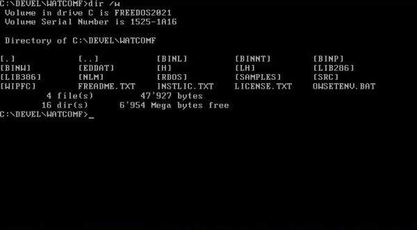 Open Watcom on FreeDOS: Fortran folder structure within the FreeDOS installation