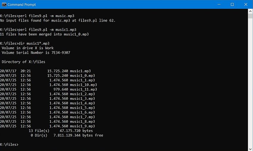 Perl script sample: Binary files - Splitting and merging files [2]