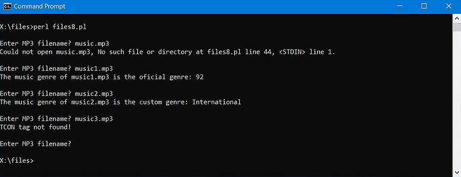 Perl script sample: Binary files - Extraction of the music genre from an MP3 file