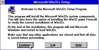 Using Symantec C++ Pro 6.1 on Windows 3.11: Installation of Win32s