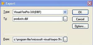 Visual FoxPro 9 on Windows XP: Table export
