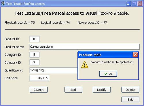 Visual FoxPro 9 on Windows XP: Lazarus/Free Pascal application [2]
