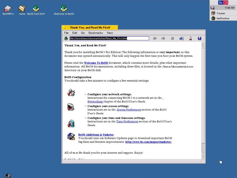 Installing BeOS 5 Professional Edition: 1024x768x16 desktop