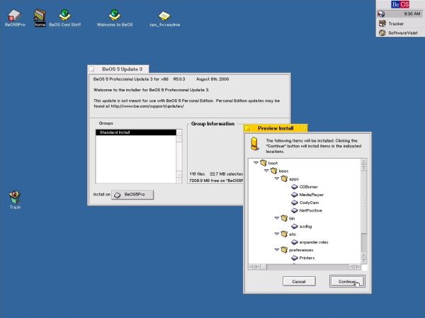 BeOS 5 Professional: Installing the BeOS 5 Pro Update 3 patch
