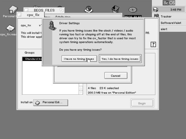 BeOS 5 Personal Edition post-installation setup: Applying CPU_Fix patch [2]