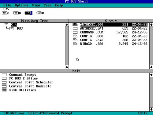 DOS triple boot: Installing PC-DOS 2000 - The graphical PC-DOS 2000 shell