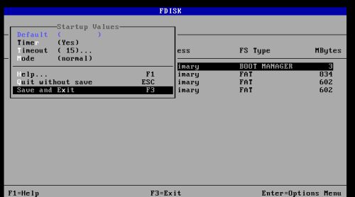 DOS triple boot: Configuring the OS/2 Boot Manager - Setting a boot timeout value