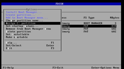 DOS triple boot: Configuring the OS/2 Boot Manager - Setting the default operating system