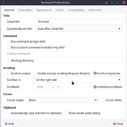 EndeavourOS: Adding scrollbars to the xterm terminal