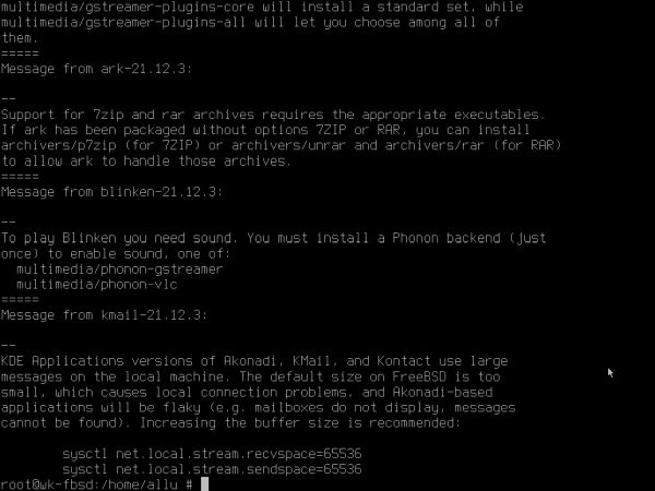 Installing FreeBSD on VMware: Installing the KDE Plasma 5 desktop [2]