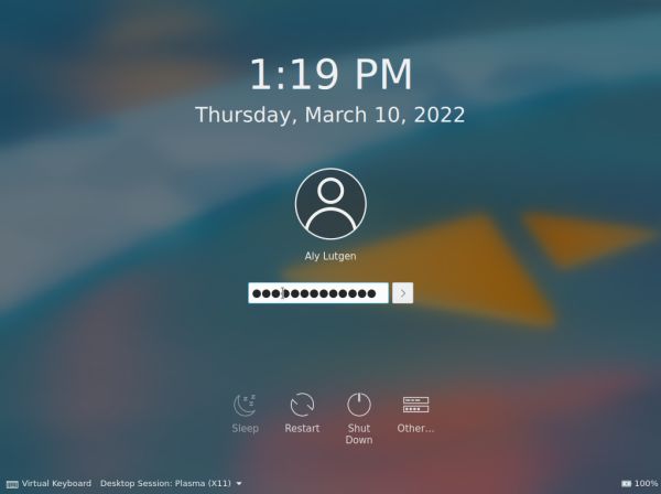 Installing FreeBSD on VMware: The KDE 5 login screen