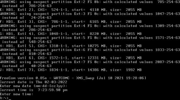 FreeDOS repartitioning: Booting from floppy diskette