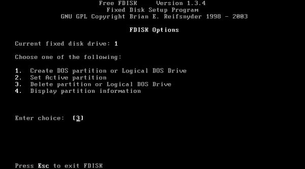 FreeDOS repartitioning: Deleting the extended partition [1]