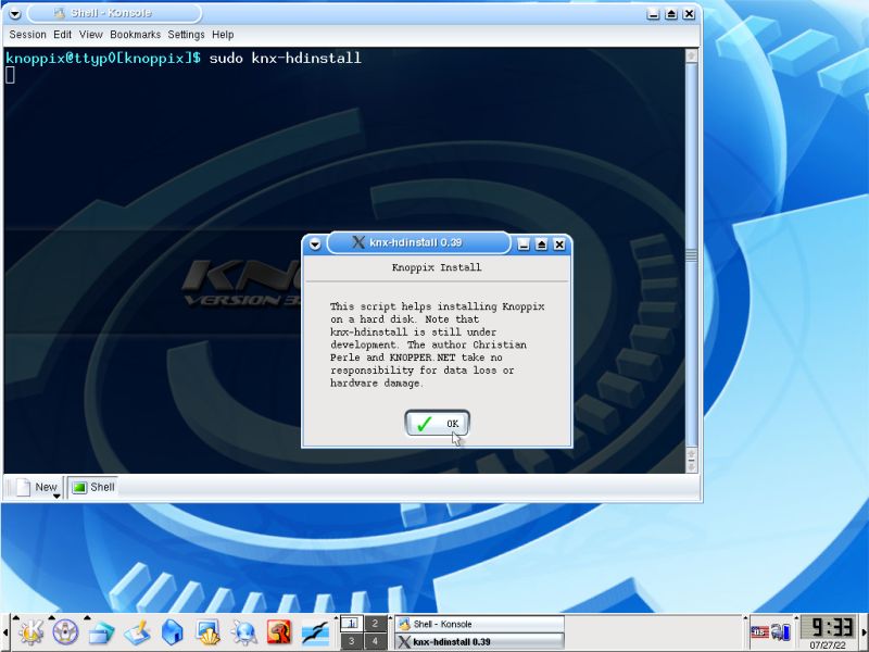 Installing Knoppix 3.3 onto a local harddisk