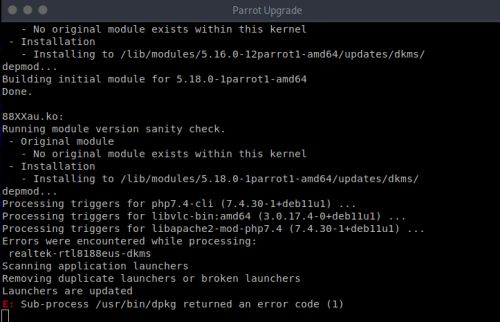 dpkg error when updating Parrot OS Security 5.0.1