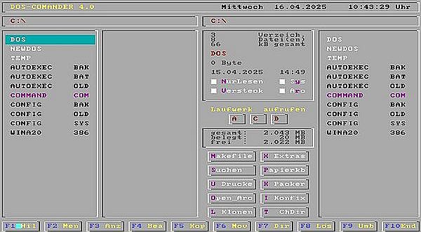 New-DOS 7.1: DOS-Comander - Main screen
