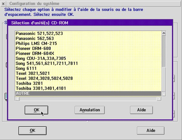 Adding CD support to OS/2 2.x: Selecting to install some other CD-drive