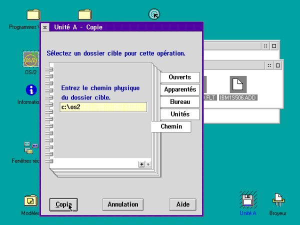 Adding CD support to OS/2 2.x: Choosing the destination folder for the CDROM driver files
