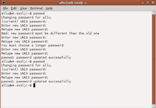 Sxolinux (Ubuntu): Changing the password in a terminal