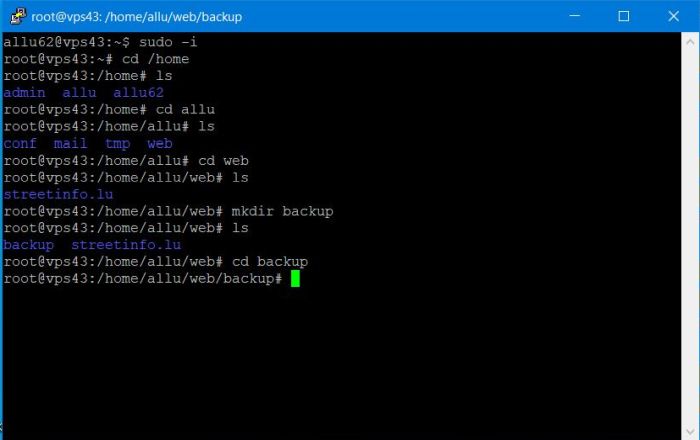 Ubuntu VPS backup: Creating a directory to store the backup archives