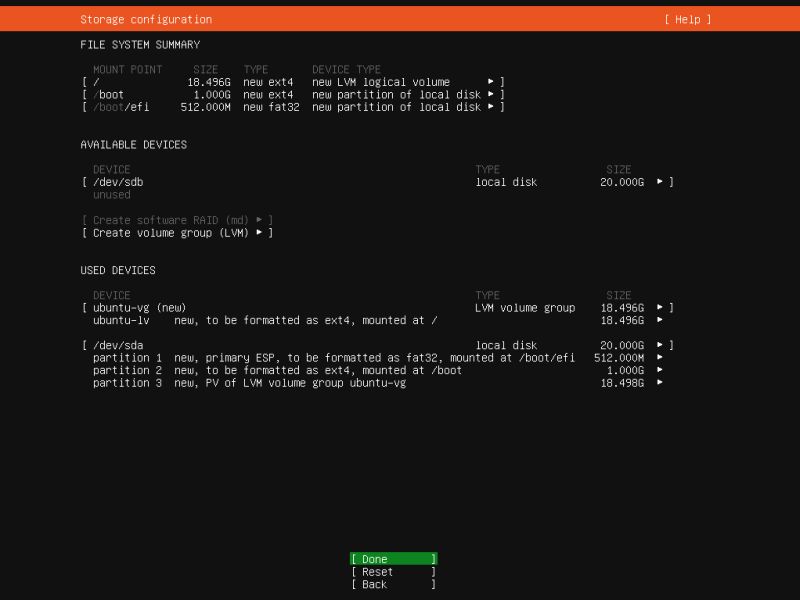 Ubuntu Server installation: Setting up a disk as an LVM group [2]