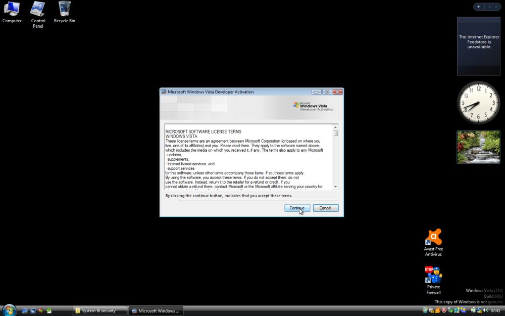 Windows Vista activation using the 'developer activation patch'