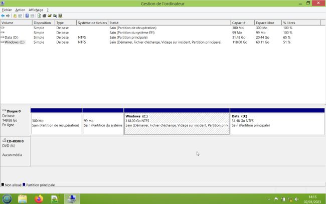 Windows 8.1 Disk Management: Disk layout after VMware virtual disk expansion and repartitioning