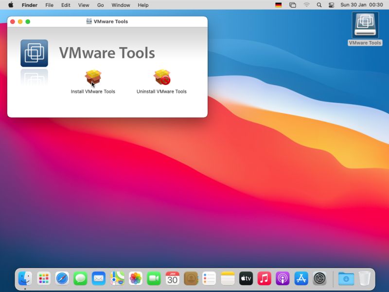 macOS Big Sur 11 : Installation of VMware Tools