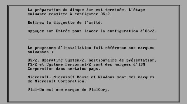 OS/2 2.11 installation on VMware: Start of system configuration