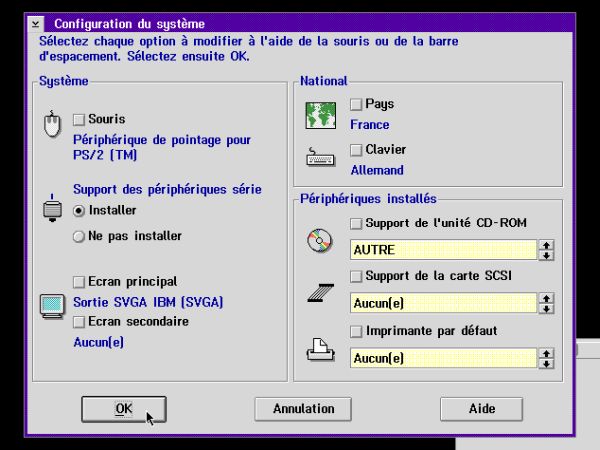 OS/2 2.11 installation on VMware: System configuration - Applying the configuration settings