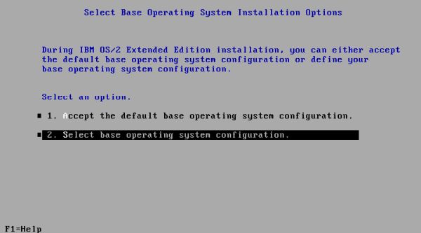 OS/2 1.3 installation on VMware: Base operating system configuration [1]