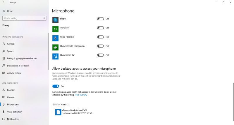 Giving desktop apps access to the microphone on Windows 10