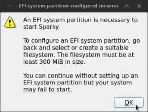Windows 10 and Linux dual boot: Sparky installation failure because EFI partition is too small