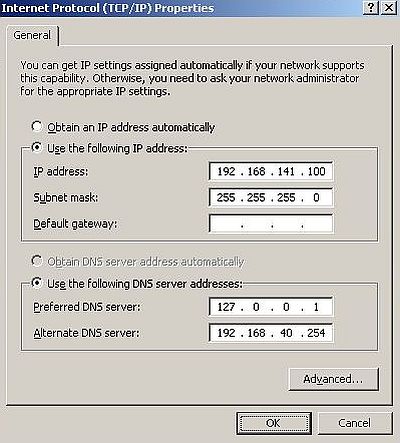 Windows Server 2003: Domain Controller setup - Internal network adapter TCP/IP settings (will be changed!)