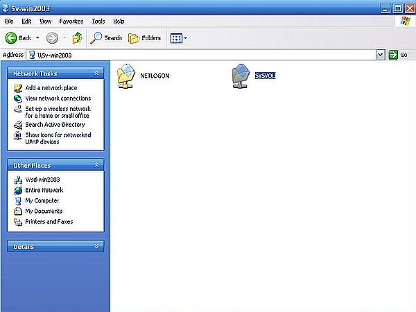 Windows Server 2003: Login from Windows XP - The Windows Server 2003 SYSVOL folder [1]