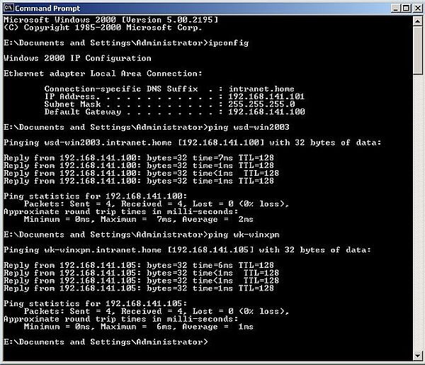 Windows Server 2003: Login from Windows 2000 - Testing connectivity and DNS