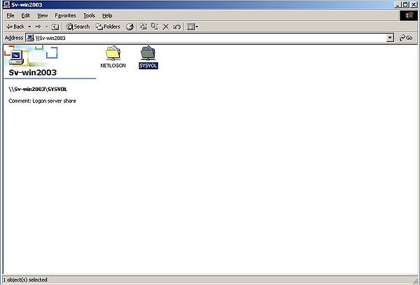 Windows Server 2003: Login from Windows 2000 - The Windows Server 2003 SYSVOL folder