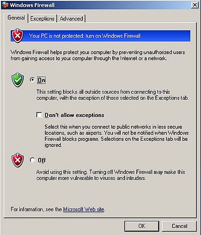 Windows Server 2003: Turning Windows Firewall on
