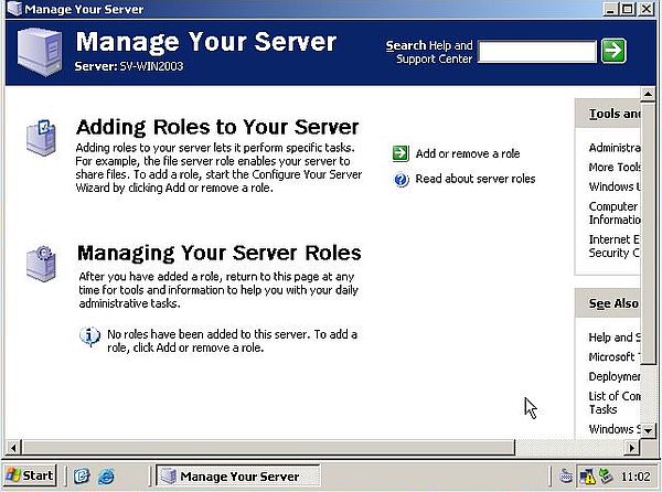Windows Server 2003  - The 'Manage Your Server' application