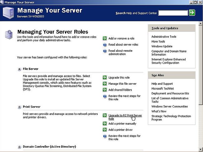 Windows Server 2003: Printer sharing - Upgrading to R2 Print Server Role