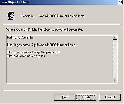Windows Server 2003: Adding users to Active Directory - Adding a another new user