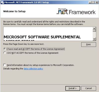 PDF printer on Windows 2000: Installing .NET framework 2.0 SP2