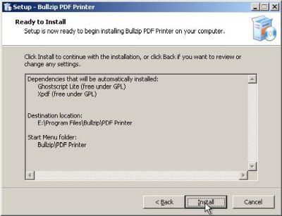 PDF printer on Windows 2000: Bullzip PDF printer - Installtion including the dependencies (Ghostscript and Xpdf)