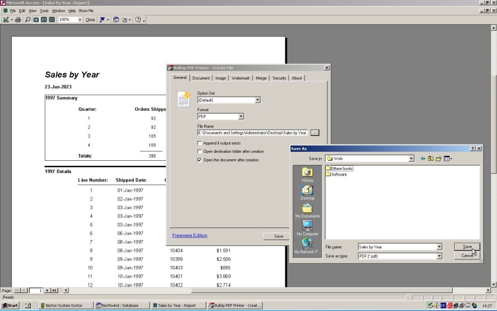 PDF printer on Windows 2000: Bullzip PDF printer - Printing a Microsoft Access report [2]