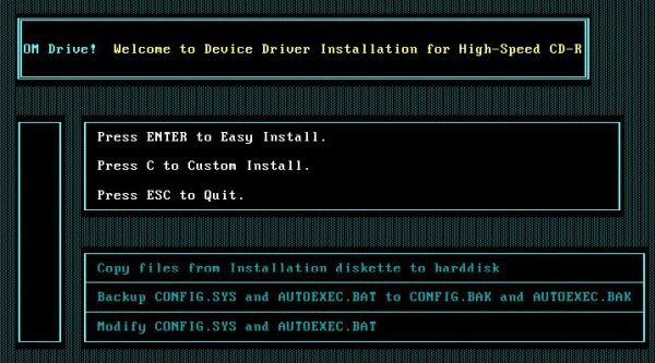 Windows 3.0 with Multimedia Extensions: Choosing the HXCD-ROM Drive 'Easy installation' option
